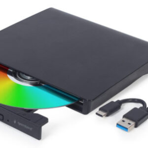 DVD-USB-031 Gembird eksterni USB CD/DVD drive Citac-rezac, USB + USB-C, black