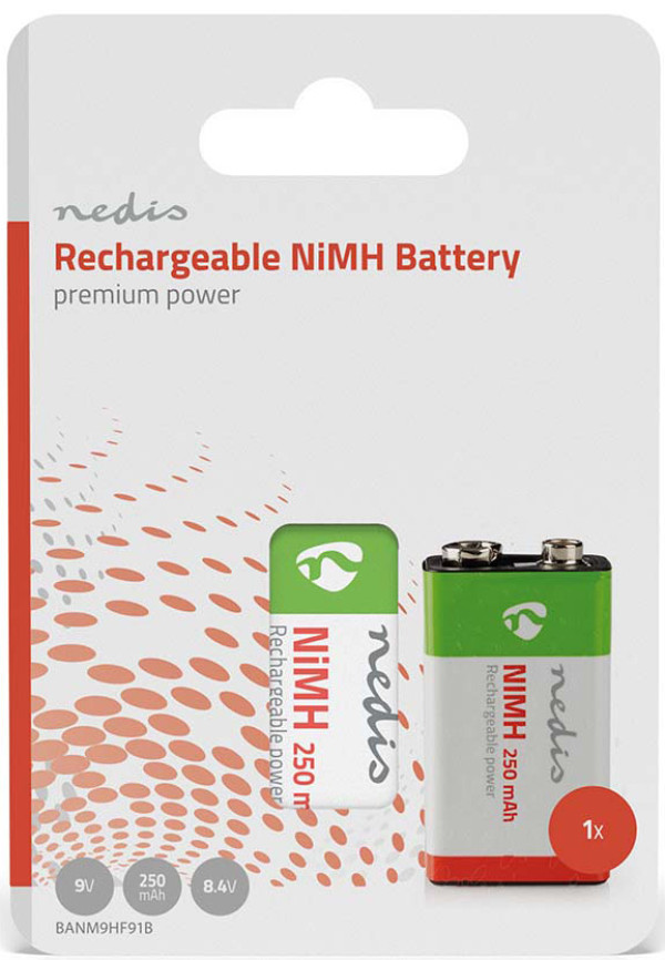 BANM9HF91B, Punjiva NiMH baterija E-Block 8,4 V DC, 250 mAh, 1 pakovanja, 6LR61 Baterije i punjači SOPING.RS 41 BANM9HF91B, Punjiva NiMH baterija E-Block 8,4 V DC, 250 mAh, 1 pakovanja, 6LR61