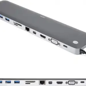 Adapter Tip C 11/1 4K HDMI/VGA/USBx3/AUX/SD/TF/USB-C/PD/Lan KT-1101G Kettz