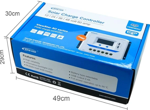 Epever Kontroler punjenja 60A 12/24/36/48V VS6048AU LCD,Beli Bašta ostalo SOPING.RS 43 Epever Kontroler punjenja 60A 12/24/36/48V VS6048AU LCD,Beli - Слика 3
