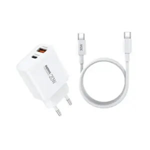 SET:Strujni punjac 1XUSB 3.0+TIP C 20W+kabl TIP C RP-U120, beli