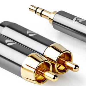 CATB22200GY20, Stereo audio kabl, 3,5 mm muški, 2x RCA muški, Pozlaceni, 2,00 m, Okrugli, Sivi