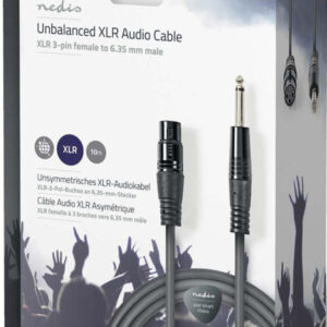 COTG15120GY100, Nebalansirani audio kabl, XLR 3-pinski ženski, 6,35 mm muški, Niklovani, 10,0 m, PVC