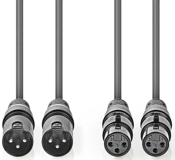 COTH15030GY05, Balansirani audio kabl, 2x XLR 3-pinski muški, 2x XLR 3-pinski ženski,Niklovani, 0,5m Audio kablovi SOPING.RS 41 COTH15030GY05, Balansirani audio kabl, 2x XLR 3-pinski muški, 2x XLR 3-pinski ženski,Niklovani, 0,5m