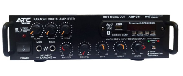 Audio pojacalo ATC AMP-301 2x25W, USB/SD/FM/MIC/Display/ECHO/Bluetooth, FM: 87.5MHz-108.5MHz, 4-16om Zvučnici i audio uređaji SOPING.RS 41 Audio pojacalo ATC AMP-301 2x25W, USB/SD/FM/MIC/Display/ECHO/Bluetooth, FM: 87.5MHz-108.5MHz, 4-16om