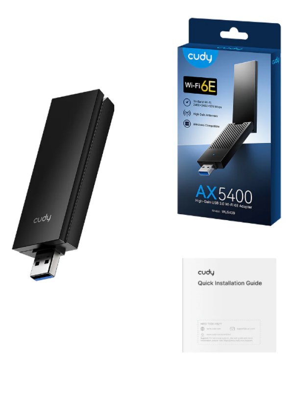 Cudy WU5400, AX5400 High-Gain USB 3.0 Wi-Fi 6E Adapter 2.4/5/6 GHz, 574 Mbps/2402 Mbps Wireless SOPING.RS 42 Cudy WU5400, AX5400 High-Gain USB 3.0 Wi-Fi 6E Adapter 2.4/5/6 GHz, 574 Mbps/2402 Mbps - Слика 2