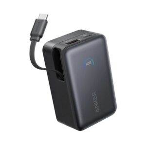 Nano 10000mAh, 45W, sa ugrađenim USB-C kablom na izvlačenje, Power Bank crni
