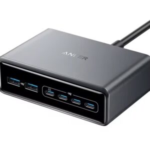 Prime 200W GaN stoni brzi punjač, 6-portova (4x USB-C i 2x USB-A) srebrni
