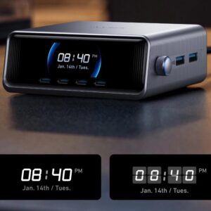 Prime 250W GaN stoni brzi punjač, 6-portova (4x USB-C, 2x USB-A) srebrni
