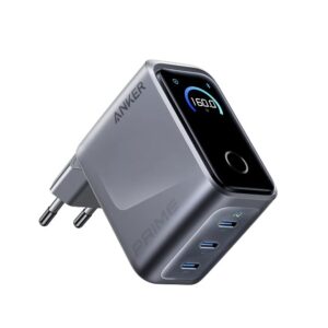 Prime 160W GaN zidni brzi punjač, 3-porta (3x USB-C) srebrni