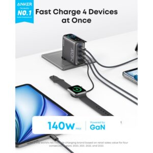 140W zidni punjač 4-porta (3x USB-C, 1x USB-A), tamno sivi, USB-C kabl Punjači i auto držači za mobilne telefone SOPING.RS 140W zidni punjač 4-porta (3x USB-C, 1x USB-A), tamno sivi, USB-C kabl