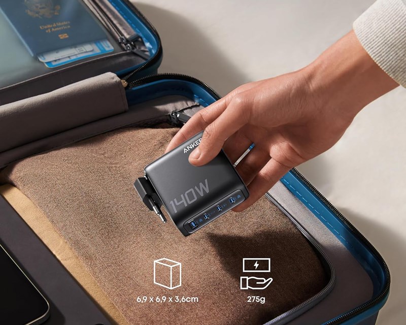 140W zidni punjač 4-porta (3x USB-C, 1x USB-A), tamno sivi, USB-C kabl Punjači i auto držači za mobilne telefone SOPING.RS 44 140W zidni punjač 4-porta (3x USB-C, 1x USB-A), tamno sivi, USB-C kabl - Слика 4