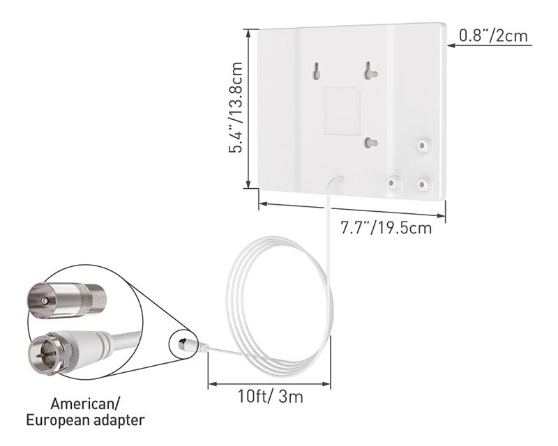 AF40P.W Indoor HDTV Flat TV Antenna 65 km TV i video oprema SOPING.RS 43 AF40P.W Indoor HDTV Flat TV Antenna 65 km - Слика 3