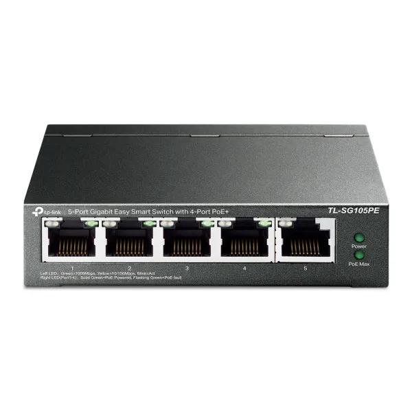 LAN Switch TP-LINK TL-SG105PE 5port 10/100/1000Mbps/4PoE/Metal Svičevi SOPING.RS 41 LAN Switch TP-LINK TL-SG105PE 5port 10/100/1000Mbps/4PoE/Metal