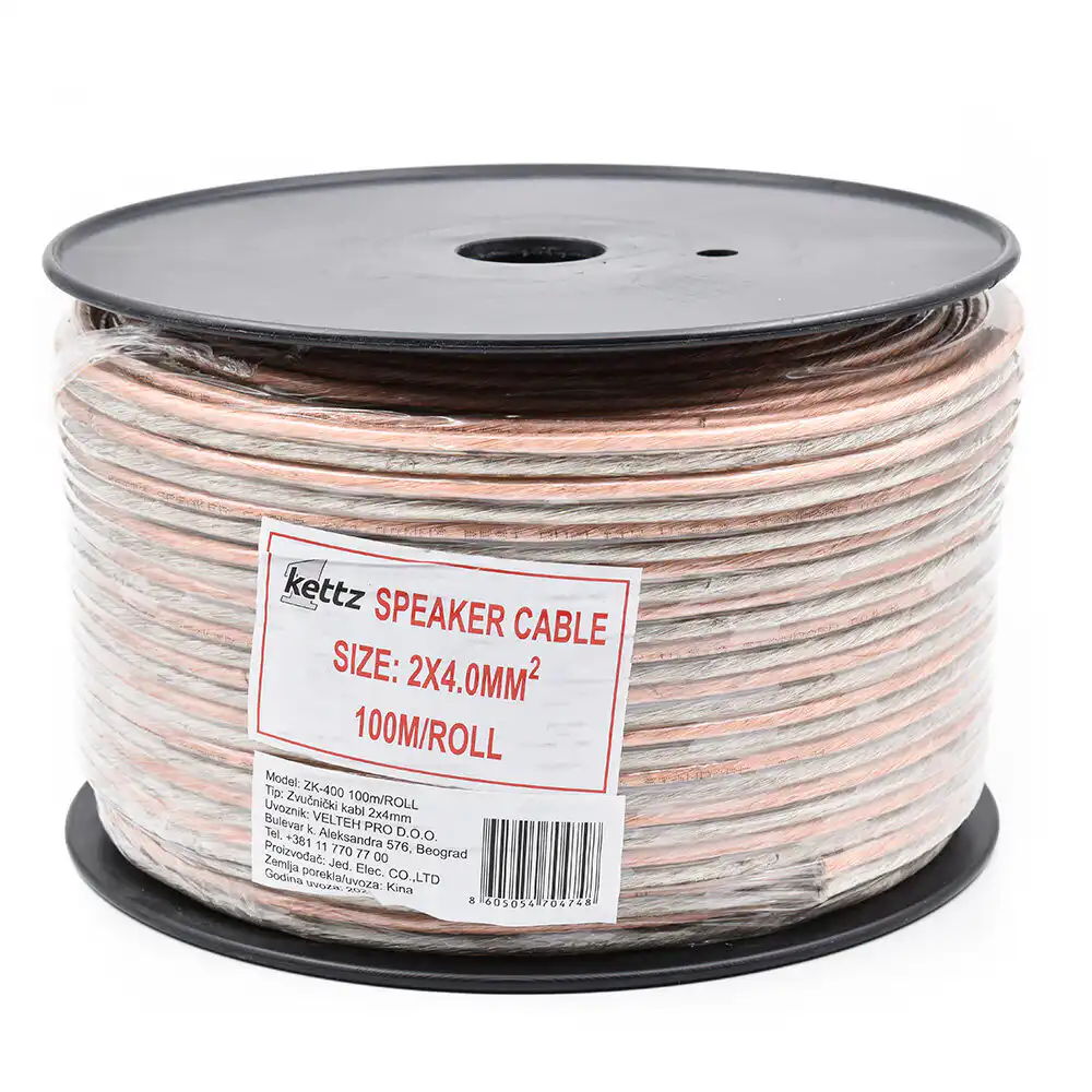 Zvučnički kabl 2x4mm Kettz ZK-400 100mROL Kablovi i adapteri SOPING.RS 41 Zvučnički kabl 2x4mm Kettz ZK-400 100mROL