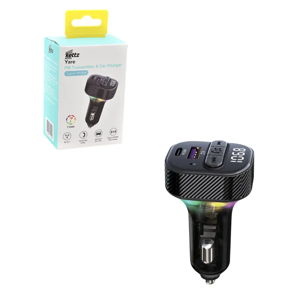 Kettz FM Transmiter i Punjač Yare – QC3.1 + Type-C PD30W, LED Punjači i auto držači za mobilne telefone SOPING.RS 41 Kettz FM Transmiter i Punjač Yare – QC3.1 + Type-C PD30W, LED