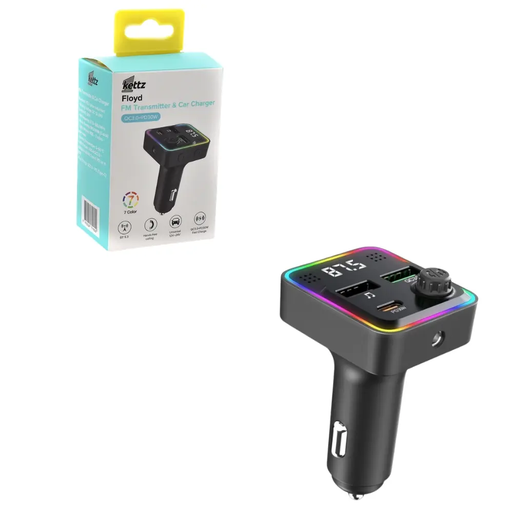 Kettz FM Transmiter i Punjač Floyd – 2×USB QC3.0 + Type-C PD30W, LED Punjači i auto držači za mobilne telefone SOPING.RS 41 Kettz FM Transmiter i Punjač Floyd – 2×USB QC3.0 + Type-C PD30W, LED