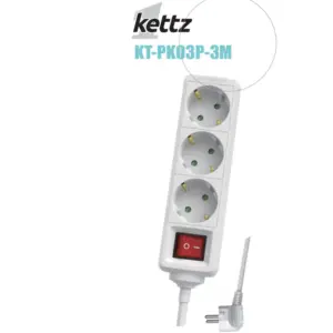 Kettz KT-PK03P-3M Produžni kabl 3m 3 rupe + prekidač