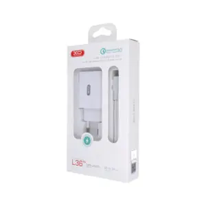 XO Punjač za mobilni 18W L36 + kabl USB Tip c kabl FAST beli