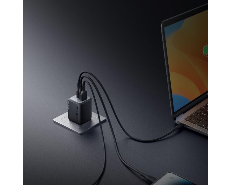 Prime 67W GaN zidni brzi punjač, 3-porta (2x USB-C i 1x USB-A) crni Punjači i auto držači za mobilne telefone SOPING.RS 41 Prime 67W GaN zidni brzi punjač, 3-porta (2x USB-C i 1x USB-A) crni