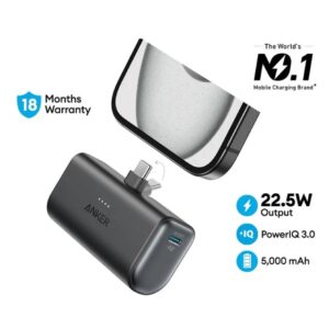 Nano 5000mAh, 22.5W, sa ugrađenim USB-C konektorom, Power Bank crni