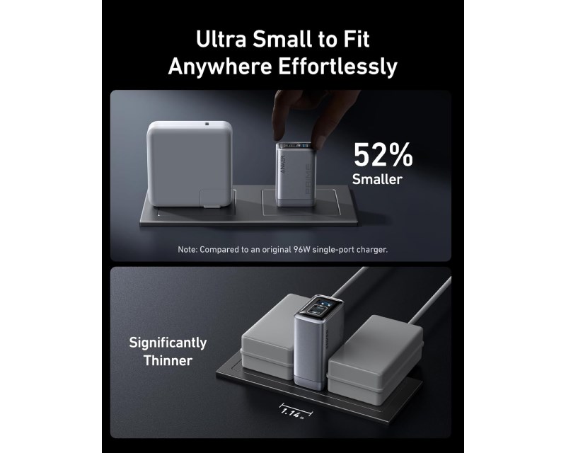 Prime 100W GaN zidni brzi punjač, 3-porta (2x USB-C i 1x USB-A) srebrni Punjači i auto držači za mobilne telefone SOPING.RS 43 Prime 100W GaN zidni brzi punjač, 3-porta (2x USB-C i 1x USB-A) srebrni - Слика 3